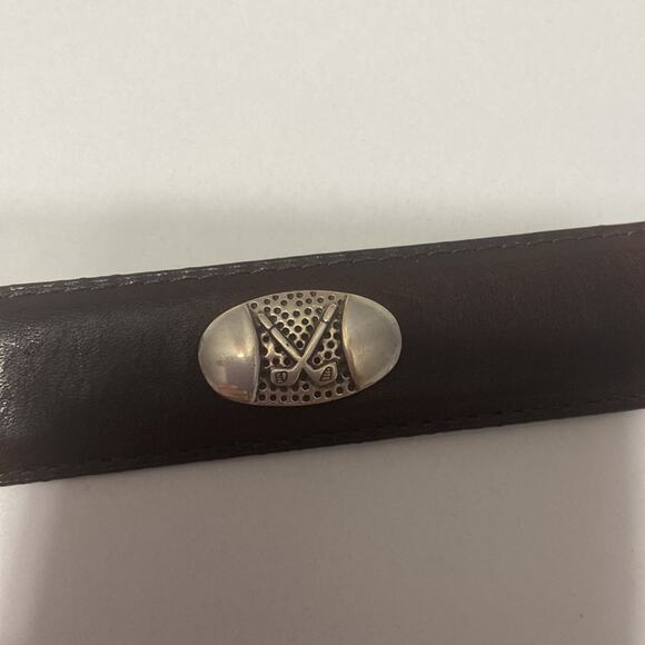 Belt AML 3000 Golf Emblem Women Brown Top Grain Oil Tan Leather Belt Size 34 - Picture 3 of 10